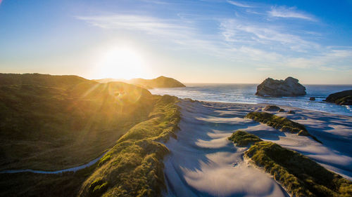 Scenic view of sea against sky during sunset