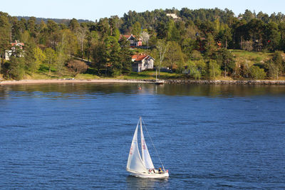 Boats sailing in sea