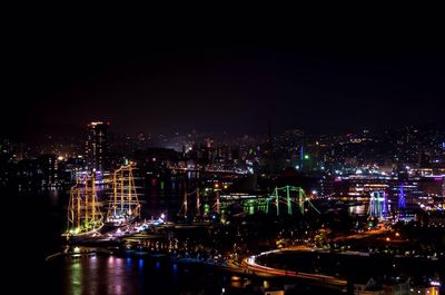 Illuminated city at night