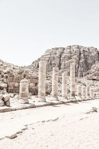 Ruins of historical building against clear sky