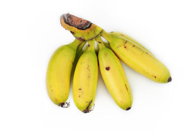 Close-up of bananas against white background