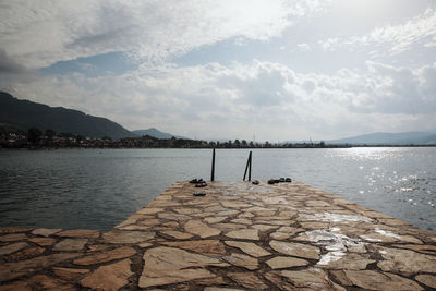 Scenic view of lake against sky