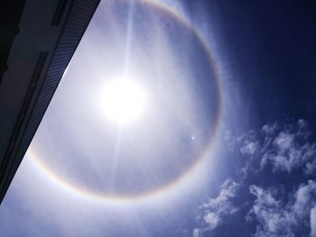 Low angle view of rainbow in sky