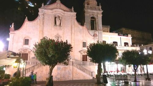 Town square at night