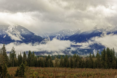 Scenic view of mountains against sky