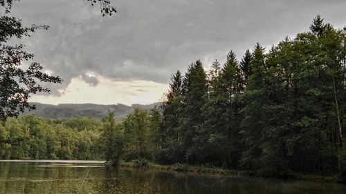 Scenic view of lake against sky
