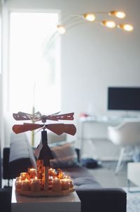 Close-up of candle in darkroom