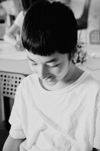 Boy sitting in classroom