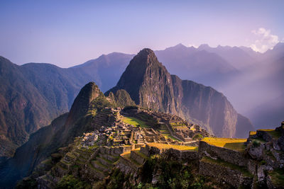 Panoramic view of mountain range against sky