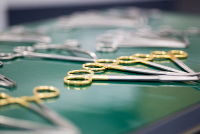 Close-up of rope on table