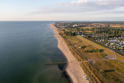 High angle view of beach against sky