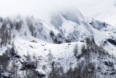 Snow covered mountains against sky