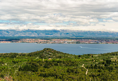 Scenic view of sea against cloudy sky