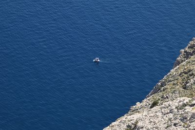 High angle view of blue sea