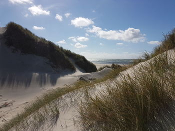 Scenic view of beach against sky