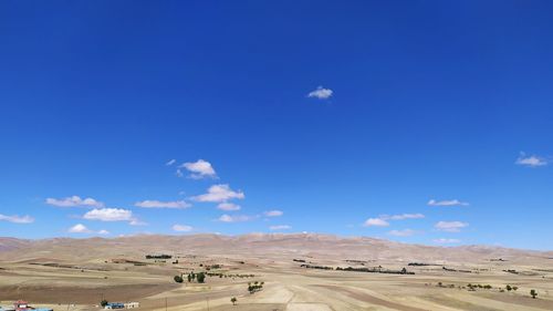 Scenic view of landscape against blue sky