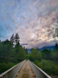 Bridge amidst trees against sky