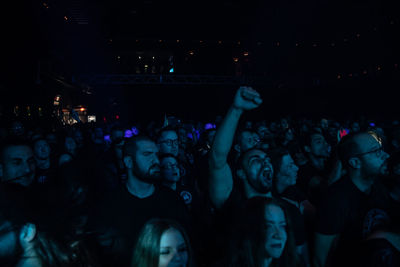 Crowd at music concert at night