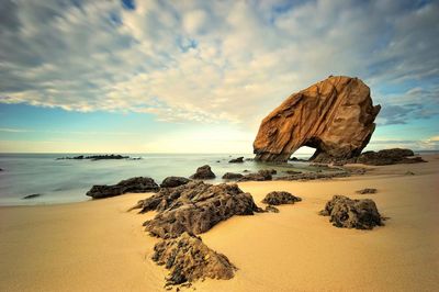 Scenic view of beach against sky