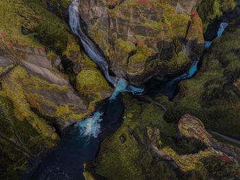 High angle view of rocky mountains