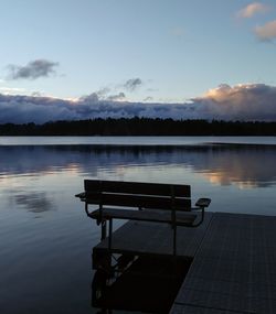 Scenic view of lake against sky at sunset