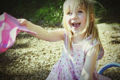 Portrait of cute girl smiling