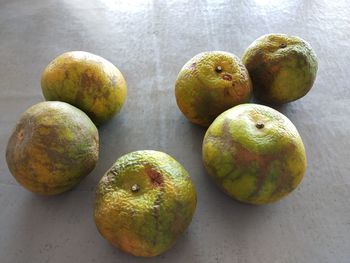 High angle view of fruits on table