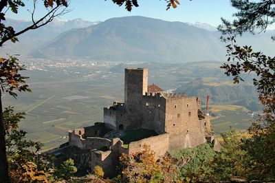 View of fort on mountain against sky
