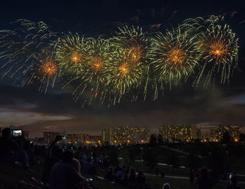 Firework display at night