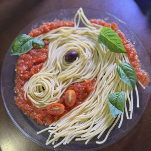 High angle view of food in bowl on table