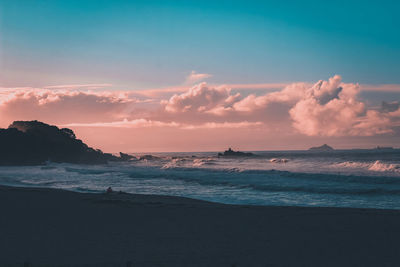 Scenic view of sea against sky during sunset