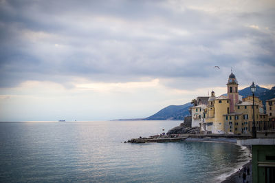 View of buildings against cloudy sky