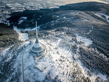 High angle view of ski lift