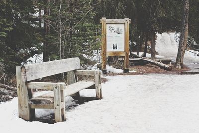 Empty bench on wooden bench