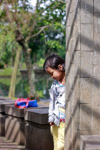 Side view of boy looking away