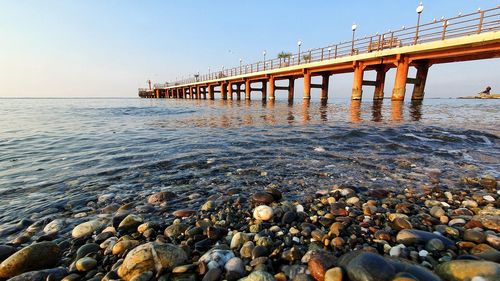 Scenic view of sea against clear sky