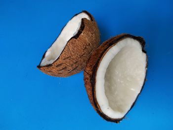 Close-up of bananas against blue background