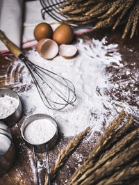 Flour on table