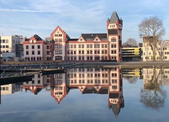 Reflection of buildings in river