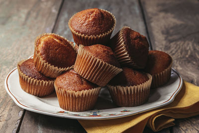 Close-up of cupcakes on table