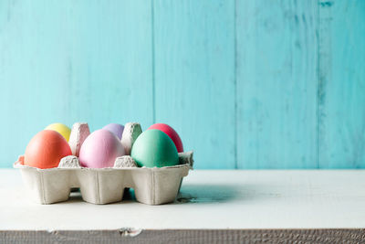 Close-up of multi colored candies on table