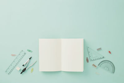 High angle view of text on white background