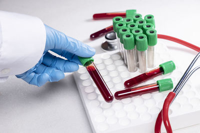 High angle view of human hand