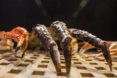 Close-up of crab on barbecue