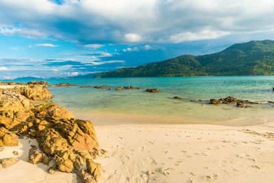 Scenic view of beach against sky