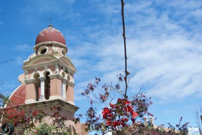 Low angle view of built structure against blue sky