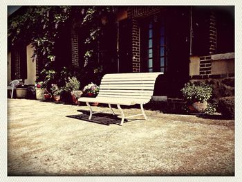 Empty bench in park