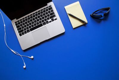 Tilt image of laptop on table