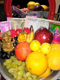 High angle view of fruits for sale