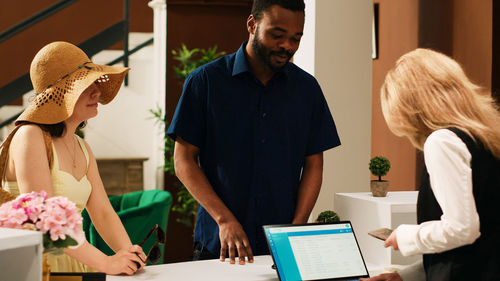 Business colleagues working at office